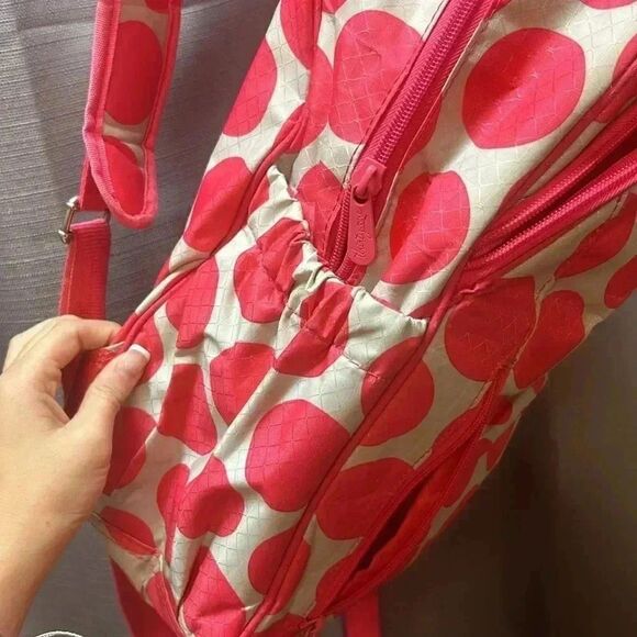 Thirty-One Mod Coral Polka Dot backpack Monogram M - Picture 5 of 10